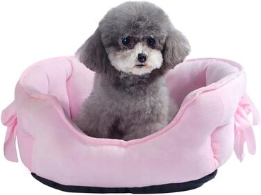 М'яке ліжко для собак M&Catree - корзина з плюшу, антиковзаюча, для маленьких та середніх собак, рожева, L (38 x 48 x 18 см)