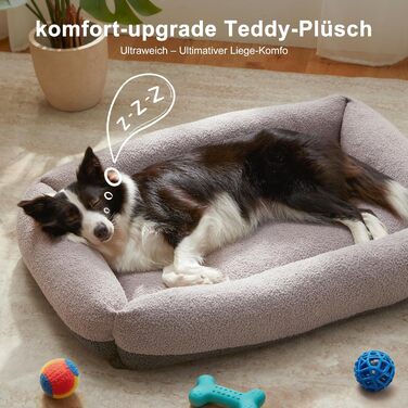 Крісло-лежанка для собак великих порід, XXL, світло-сіре, 106x76x20 см, знімний чохол, неслизьке, з підковою для шиї