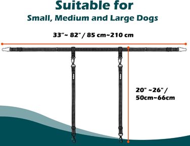 Безпечний поводок для собак у пікап, кріплення для собак, регульований ремінь для вантажівок, пікапів, SUV (2 собаки)
