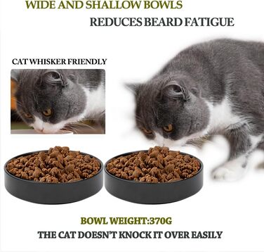 Котловий набір з кераміки для котів та кошенят (чорний), 15 x 4 см