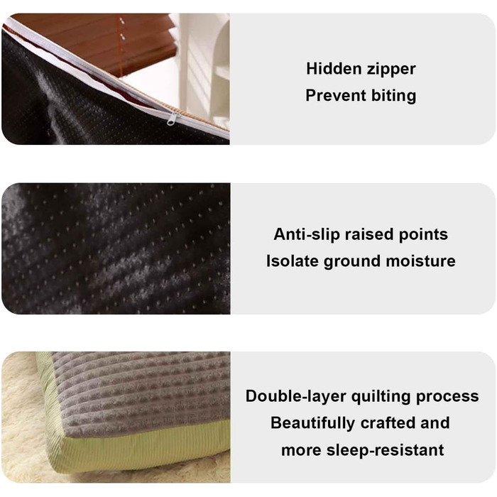 Ліжко для собак, подушка для собак, матрац у коробку для собак з антиковзким дном, собаче ліжко для маленьких, середніх та великих собак, знімний та пральний чохол, зелений, XXL, Green