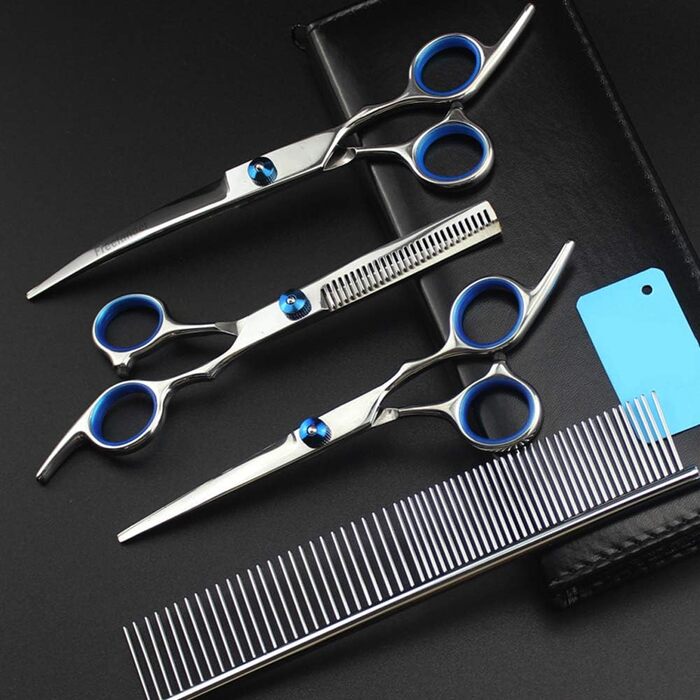 Набір професійних ножиць для грумінгу собак та котів, нержавіюча сталь, 6 дюймів, ножиці для розрідження, вигнуті