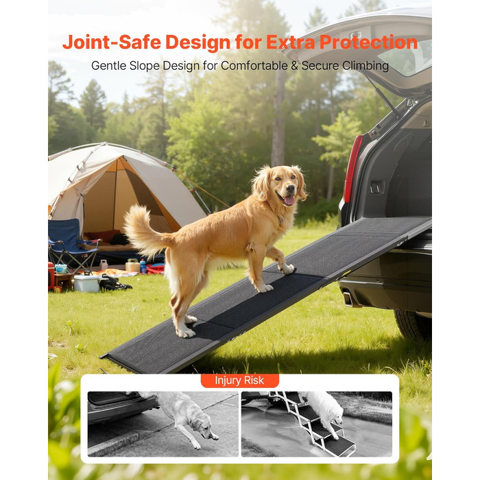Східці для собак VEVOR, 180 x 43,2 см, розкладні, для середніх та великих собак до 113 кг, з антиковзкою поверхнею Oxford, портативні для SUV та вантажівок