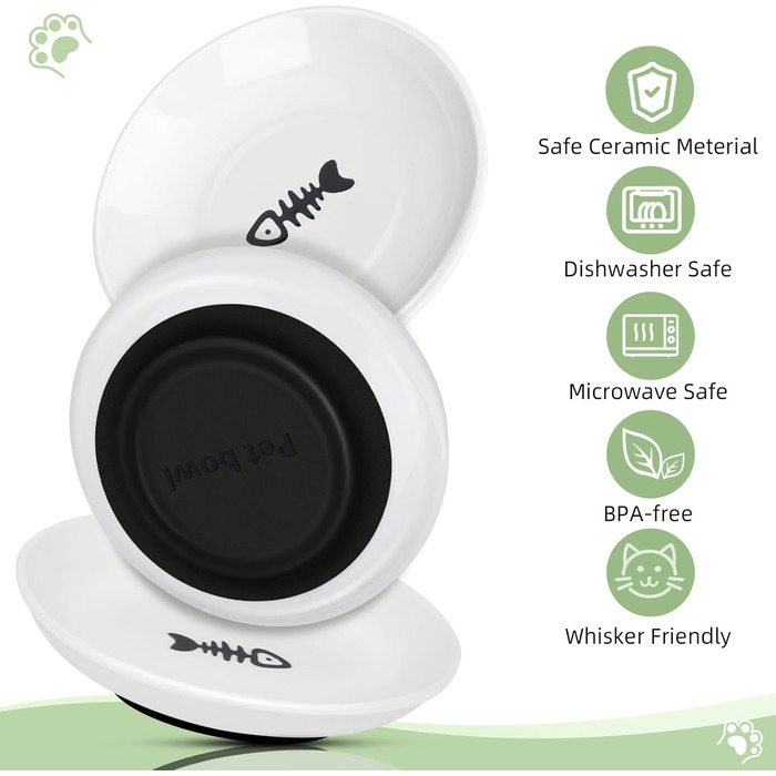 Набір мисок для котів Otauoaea з кераміки (6 шт.) з неслизьким дном, для полегшення втоми вусів, підходять для котів та собак