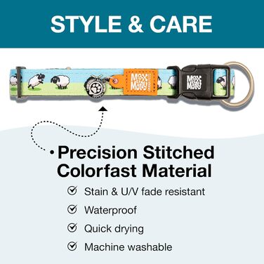 Нашийник для собак Max & Molly Gotcha! з Smart ID, середнього розміру, чорний, водонепроникний, зручний, регульований, Neopren, Black Sheep M (13-21 дюймів)