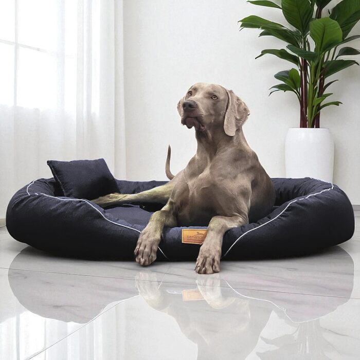 Ортопедичне собаче ліжко Tierlando Tiffany Couture XL/XXL: зручне диван для великих собак з пам'яті ефекту, знімний чохол, 145x105 см, чорний колір