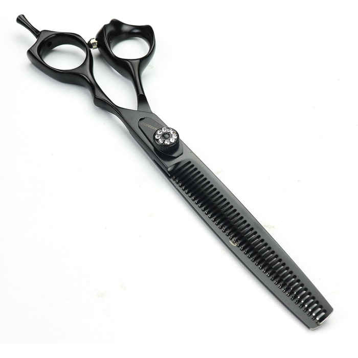 Професійна японська ножиця для грумінгу собак Pelz Schere 7 Zoll (20 см) з тонкою ножицею, чорний костюм