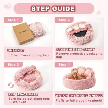 М'яке ліжко для собак Pfote Form: кругла, комфортна, рожева, велика, для маленьких та середніх собак, з штучного хутра, легко миється