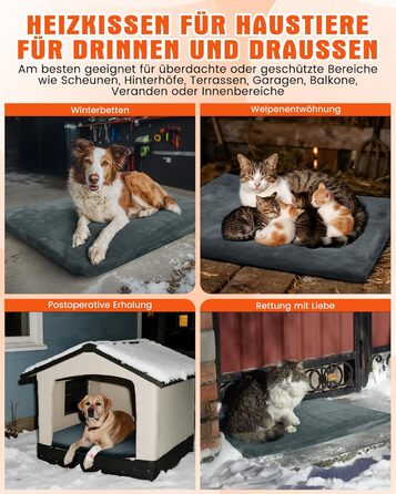 Електричне грілка для тварин на вулицю, вологостійке грілка, автоматичне регулювання температури, стійке до укусів, 40*50 см, сірий