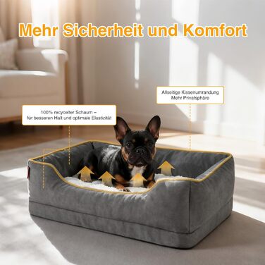 Ортопедичне ліжко для собак Zedelmaier, 90x68x25 см, велике та середнє, з водонепроникним покриттям, знімний чохол, зручне, антикіготок