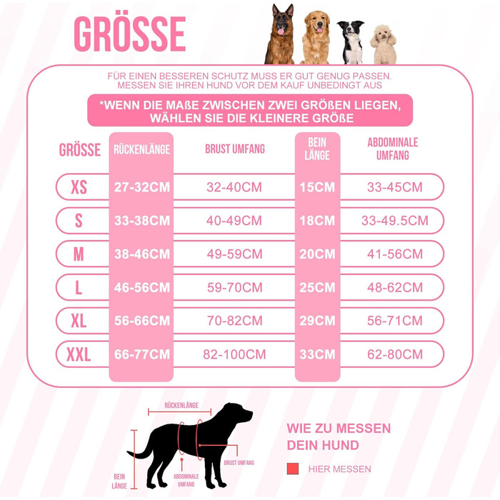 Комбінезон для собак після операції, дихаючий, для захисту задніх лап, рожевий. Підходить для собак маленьких, середніх та великих порід, для кобелів та сук. Розміри: XS (довжина спини 27-32 см, довжина лап 15 см), S (довжина спини 33-38 см, довжина лап 1