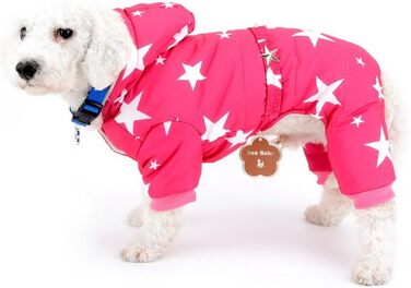 Зуєна - зимовий теплий куртка для собак маленьких порід з капюшоном, флісовою підкладкою та зірковим ремінцем. Водонепроникний костюм для собак, теплий одяг для собак, капюшон, пуловер, комбінезон для котів, цуценят, чихуахуа. Розмір L (XL, спина: 35 см; 