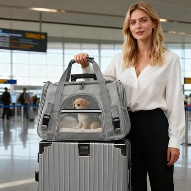Транспортна сумка для котів та собак, складана, сіра. Дыхаюча переноска для тварин для ветеринара, авто, літака, поїзда