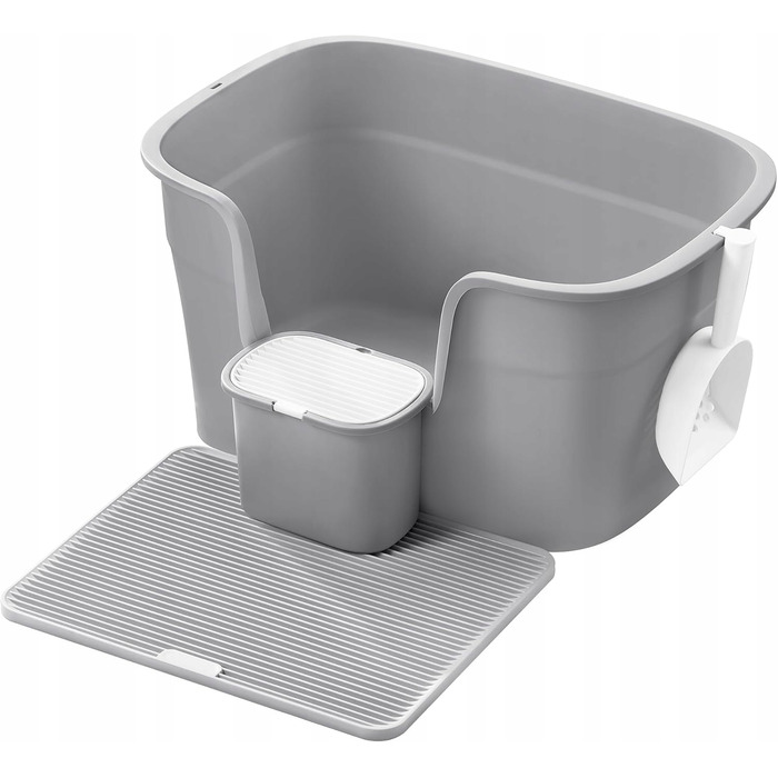 Відкритий лоток для котів Feandrea, сірий, з високими бортиками, 64x44 см