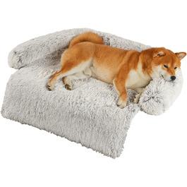 М'яке ліжко для собак з плюшу, ковзаюча, знімний чохол, миється, для маленьких та середніх собак, коврик для собак, лежанка для домашніх тварин, світло-коричневий, 60 x 55 x 10 см