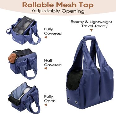 Сумка-переноска для собак, котів та цуценят – м'які боки, подорожі, 4 кишені, складається, до 6,8 кг, для подорожей, до ветеринара, вилазок (Темно-синій)