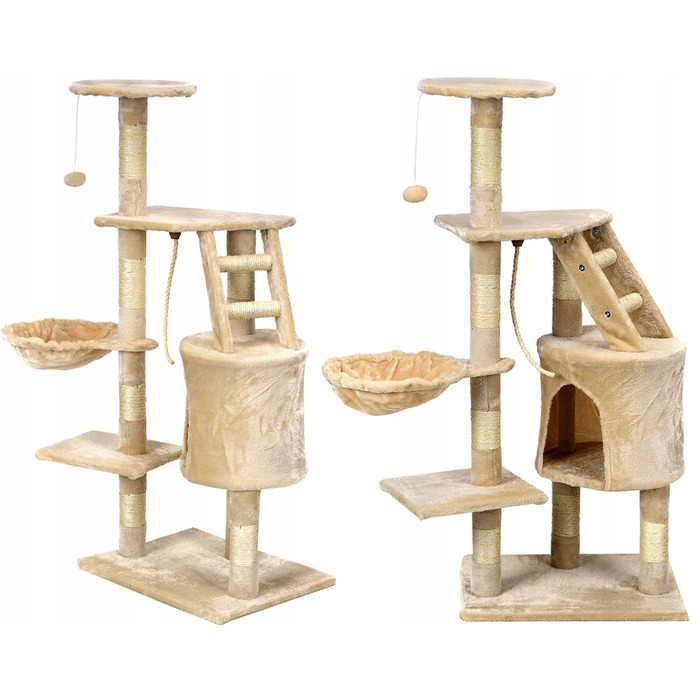 Когтеточка-вежа для котів з лежаком та стовпчиком Funfit Home&Office, 120 см