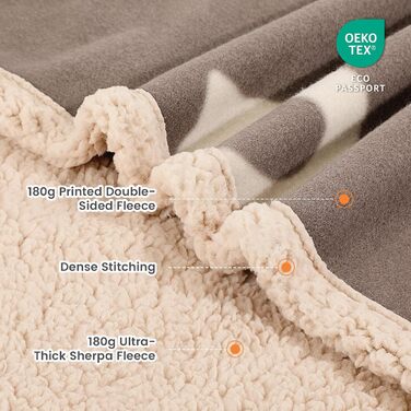 Водонепроникний лежак для собак PETTOM з флісу Sherpa, 100 x 75 см (Колір: Коричневий)