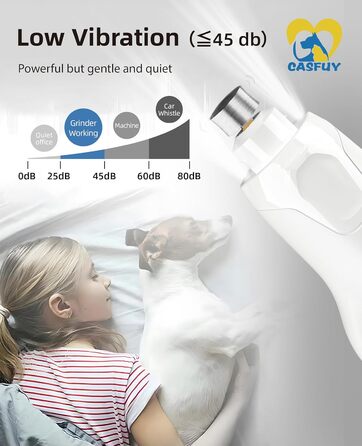 Електричний точило для кігтів собак та котів Casfuy з 6 режимами та LED-підсвіткою (45 dB)