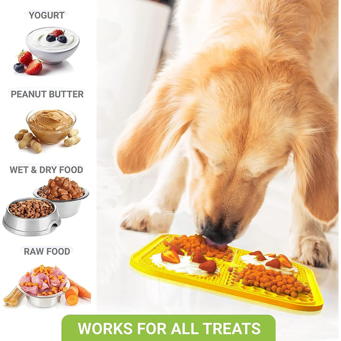 Килимок для лизання собак Kwispel: великий, з присосками, для заспокоєння, з дозатором ласощів, для собак та котів (зелений)