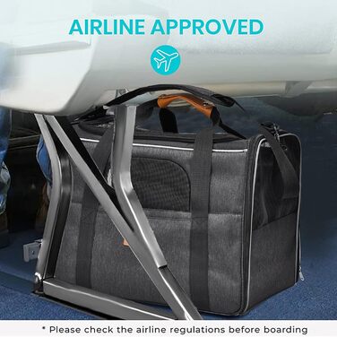 Транспортна переноска для собак та котів: переноска-сумка, схвалена авіакомпаніями, для собак та котів середніх та маленьких порід (до 9 кг), з шлейкою та щіткою для видалення шерсті