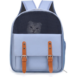 Рюкзак для собак та котів PETCUTE до 8 кг, з внутрішньою страхувальною лінією, дихаючий, з вікном, знімний килимок, блакитний