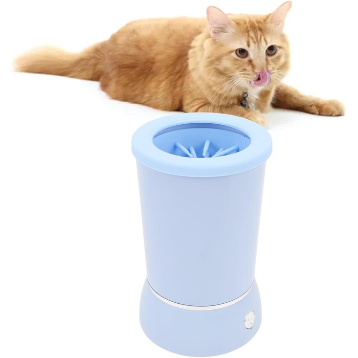 Автоматичний мийник лап для собак Asixxsix, перезаряджуваний, портативний, з м'якою силіконовою щіткою, електричний, для дому та подорожей, блакитний