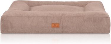 Ортопедичне собаче ліжко Knuffelwuff Sofia з велюру, 100 x 80 см, бежеве. Знімний, пральний чохол. Для собак великих, середніх та маленьких порід.