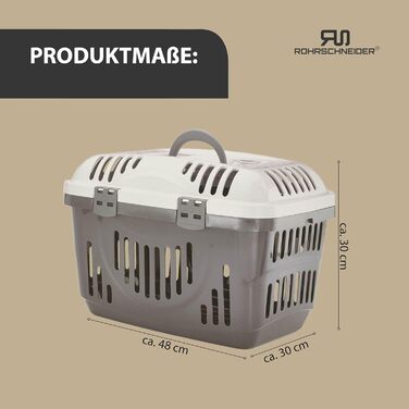 Транспортна переноска для котів Rohrschneider (сіра, велика) з ручкою