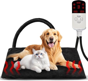 Електричний килимок для домашніх тварин Hillylolly, 70x50 см: підігрівач для собак та котів з регулюванням часу та температури