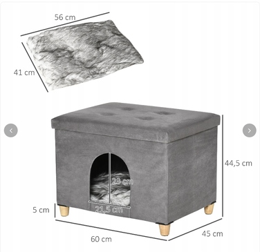 Складаний підніжка-будиночок для котів PawHut, сірий