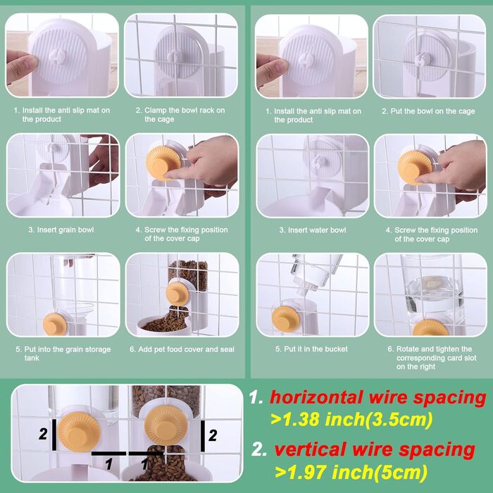 Автоматичний диспенсер води для клітки Lemtrflo, годівниця для кроликів, свиней та хоряків, набір, зелений (білий/ошатний сад)