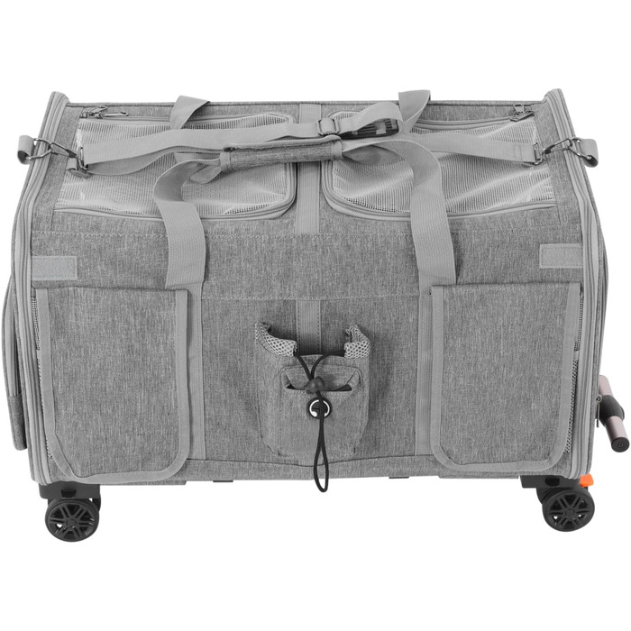 Транспортна переноска для котів та собак Apriltop з двома відділеннями та колесами, 60x40x45 см, сіра