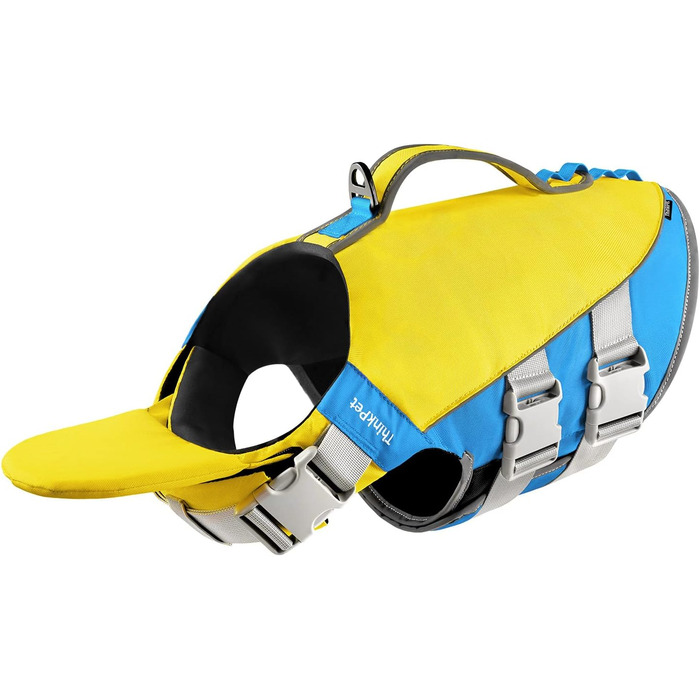 ThinkPet Жилет рятувальний для собак, світловідбиваючий, з регулюванням, для плавання (Жовто-блакитний, L)