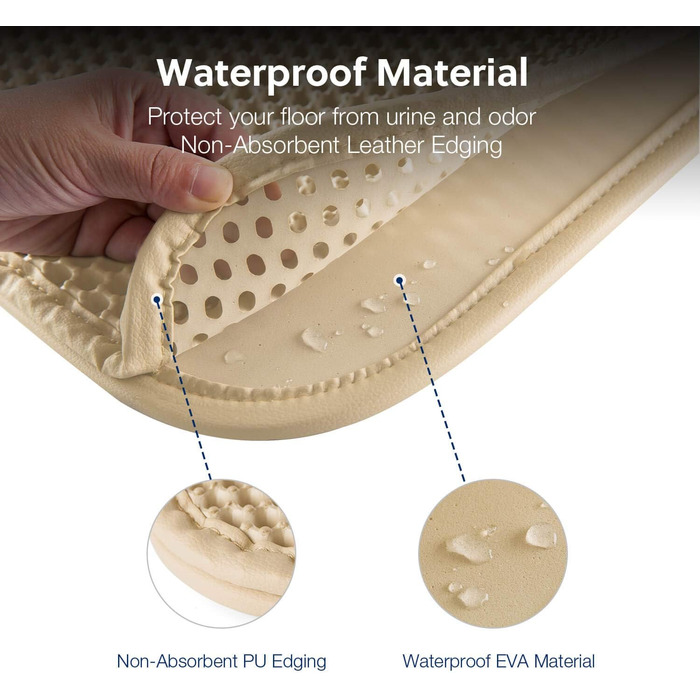 Килимок для котячого туалету WePet, мат для котячого лотку – середній розмір, стільникова структура, двошаровий килимок, без фталатів, для контролю сечі та води, легко миється, контроль розсипання, 61 x 38.1 см, бежевий
