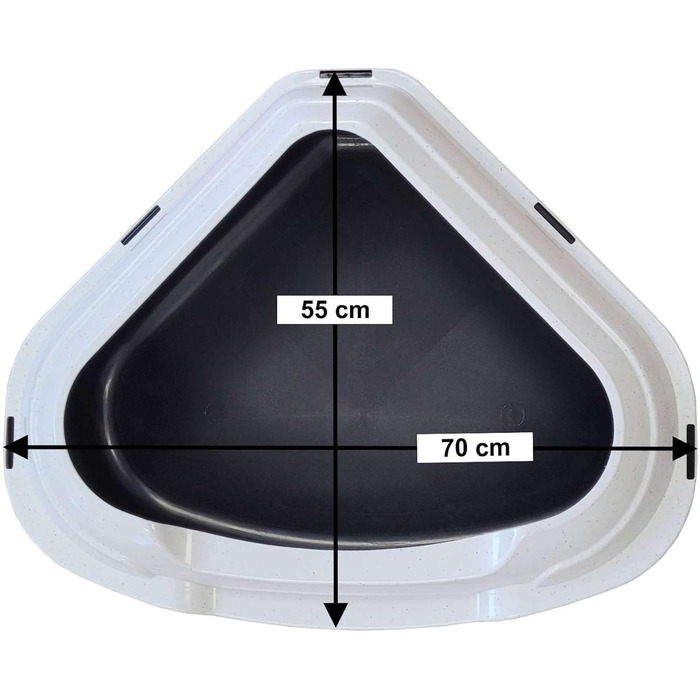 Торгівля котячий туалет кутовий XXL, модель Memphis, чорно-білий з бортиком