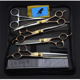 Набір професійних ножиць для грумінгу тварин (7,0 дюймів) з нержавіючої сталі. Підходить для собак, котів та інших домашніх улюбленців. Включає гребінці для грумінгу.