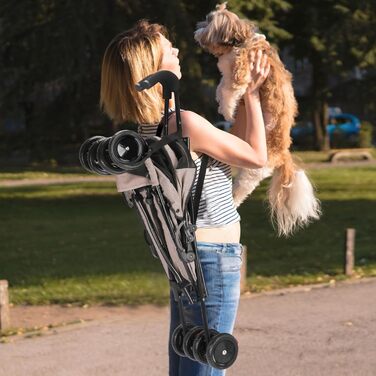 Дитяча коляска 3-в-1 для тварин та дітей, складана, 6 коліс, дихаюча сітка, колір кавовий