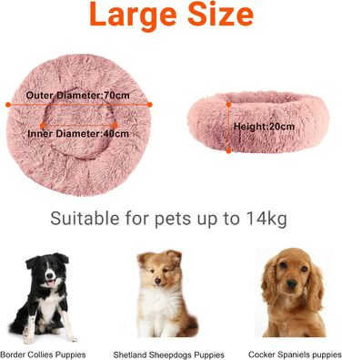 OKPOW Крісло-гніздо для собак та котів: м'яке, кругле, антистрес, рожеве, Ø60 см