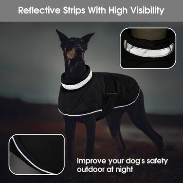 Зимова куртка для собак середнього розміру Asenku, флісова, водовідштовхувальна, з отвором для шлейки, зелена (M, чорний)