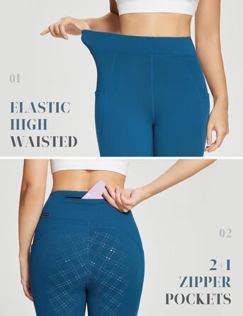 Брюки для верхової їзди BALEAF Daen Winter з флісу, повний пояс, кишені на блискавці, темно-синій (XL)