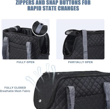 Сумка-переноска для собак та котів, чорна, дихаюча, з кишенями, для маленьких собак, цуценят, кроликів, миючий матеріал