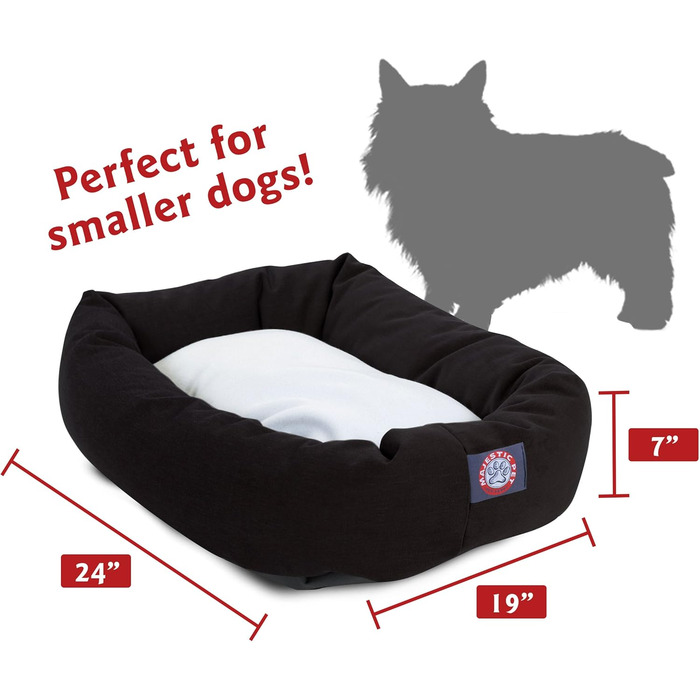Зручне кругле лежак для собак Majestic Pet з Sherpa, бавовни та поліестеру, чорний, 61 x 46 x 18 см, розмір S, для комфортного сну та відпочинку