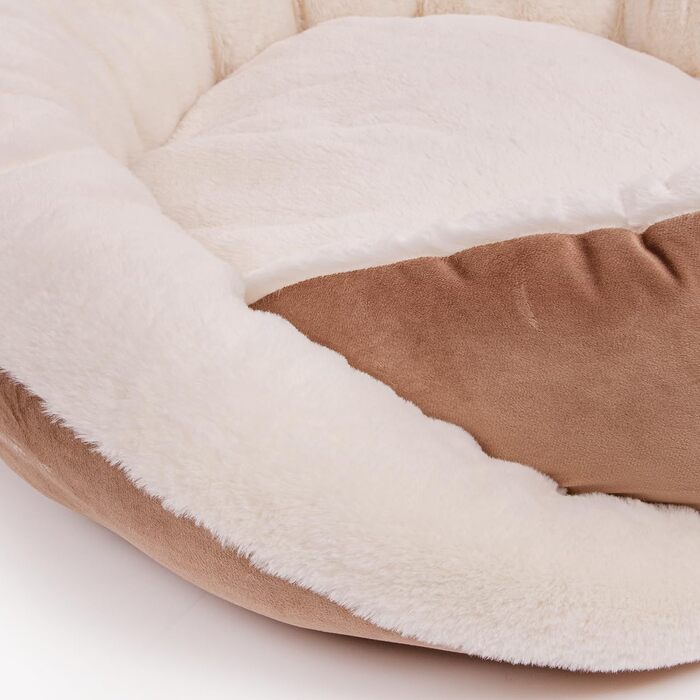 Кругле ліжко для собак Wallace & Jones Grace - зручний лежак для собак середніх порід | М'яке ліжко з бортиками, неслизьке | Колір коричнево-бежевий | Розмір M | 60 x 60 x 18 см