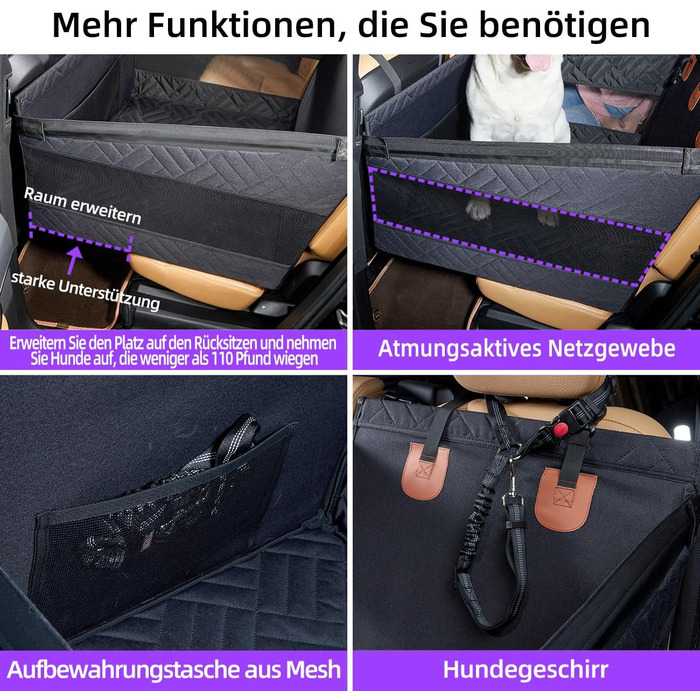 Автомобільний аксесуар для собак - крісло-підвищувач для великих собак до 25 кг (Чорний, L)