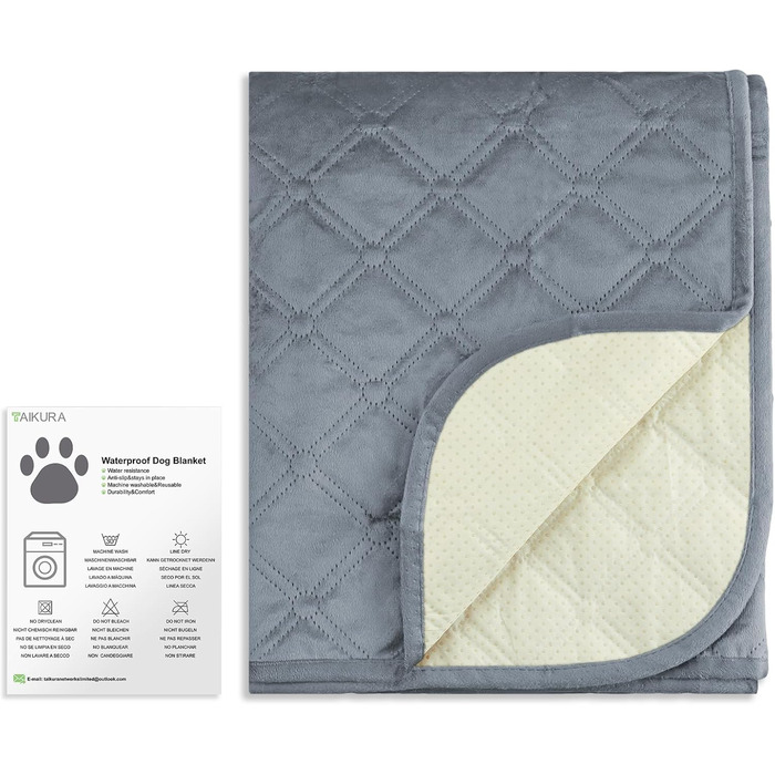 Водонепроникний коврик для собак, 137x208 см. Міцний килимок для тварин, антиковзаюча, багаторазова, можна прати в пральній машині. Захист для дивану, ліжка, автокрісла. Темно-сірий колір.