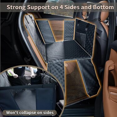 Напівлежак для собак у автокріслі, переноска для великих собак, водонепроникна сумка для активних собак, штучна шкіра, 4 стінки та підлога, подовжувач для авто, SUV, вантажівки