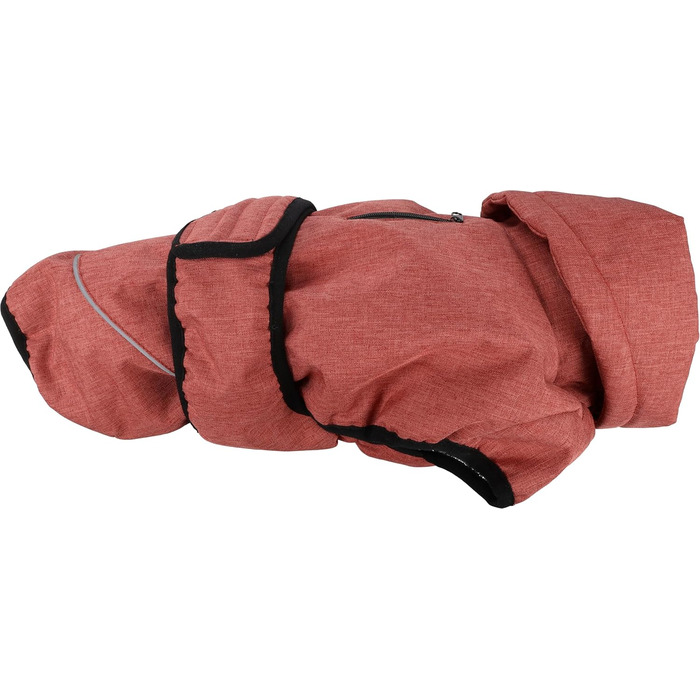 Нашийник для собак Flamingo Hundemante Winter – Igu, 50 см, теплий та модний, поліестер, водовідштовхувальний, ізотермічна внутрішня підкладка, світловідбиваючий, захист грудей та живота, отвір для повідка (Червоний, XS)