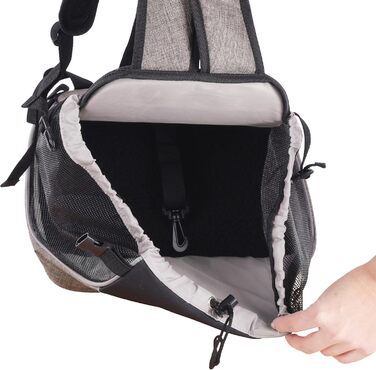 Сумка для собак Xanty Taupe – 29x23x38 см – поліестер – з шнурком, світловідбивачами, знімним дном, страховочною лінійкою, лямками на плече та талію