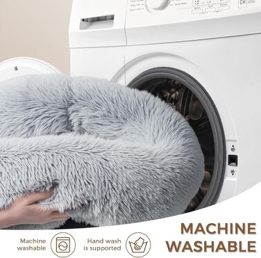 Кругле ліжко для собак SunStyle Home, середнього розміру, машинного прання, у формі пончика, антистрес, з антиковзним дном, 30 x 30 x 8 см, сірий колір